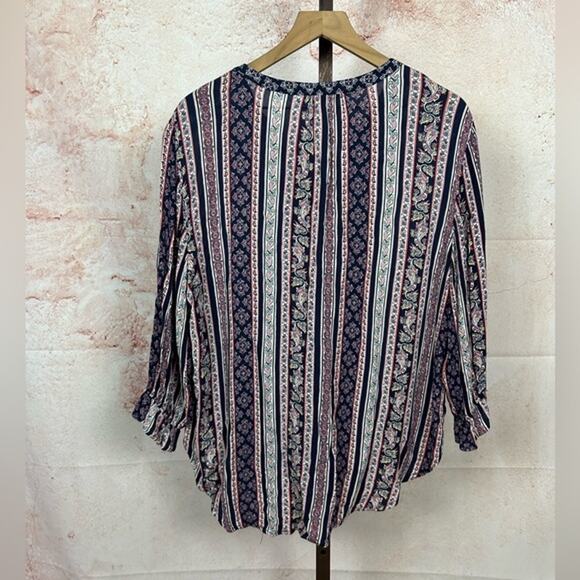 CATO boho indie artisan top size 18W 20W boho folk calico mixed print shirt - Picture 4 of 4